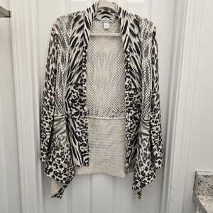 Alberto Makali Black and White Cardigan with Animal Print
